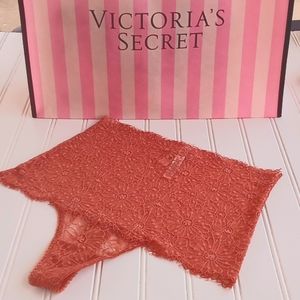 Victoria's Secret Rust Brown Lace High Waist  Thong Panties.